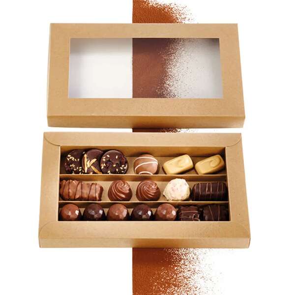 Image du produit Coffret carton rectangle chocolats 3,4,5 Rangées Kraft