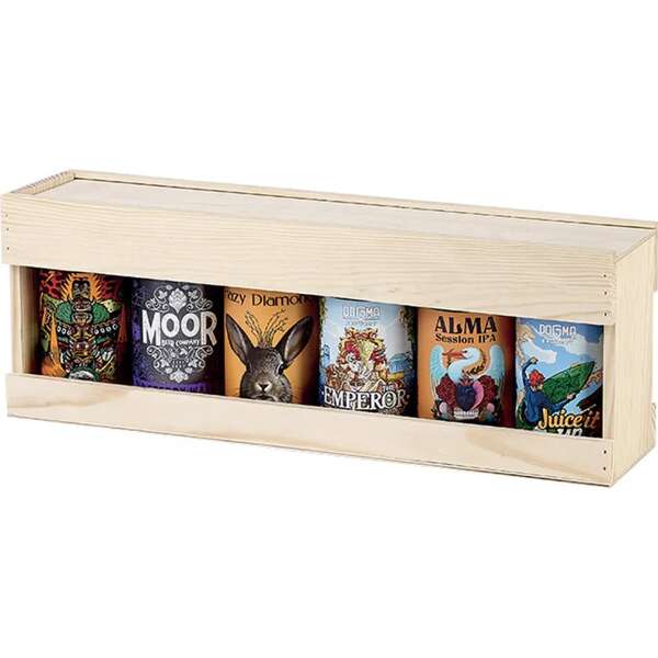 Image du produit Caisse bois pin 6 canettes 33cl glissière