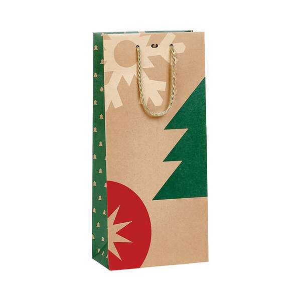 Image du produit Sac papier kraft  bouteilles NOEL NATURE