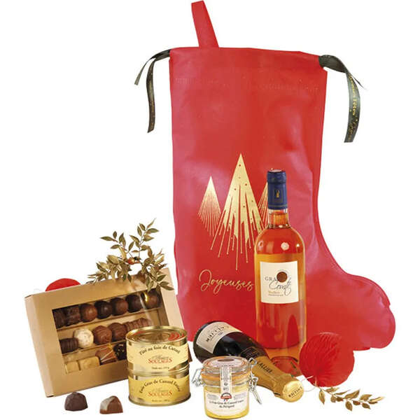 Image du produit Sac Polypropylène Intissé Forme Chaussette Rouge/Or