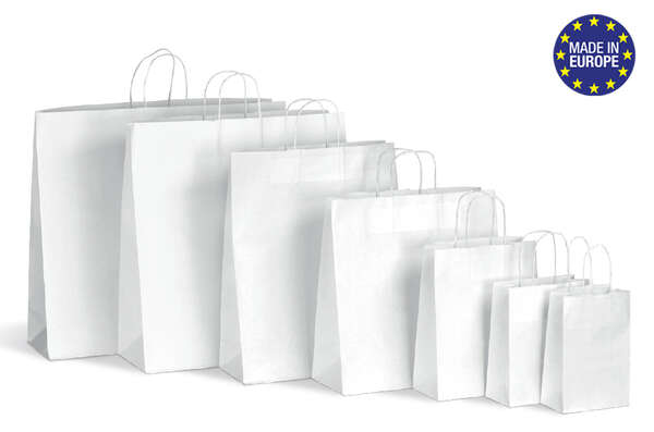 Image du produit Sac papier kraft blanc poignées torsadées