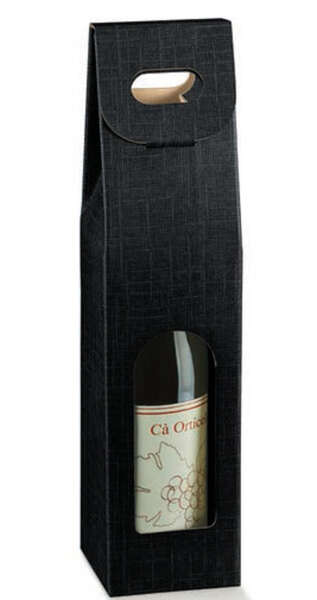 Image du produit Coffret Carton noir 1 Bouteille + fenêtre + poignée