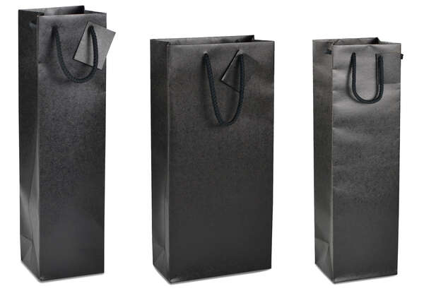 Image du produit Sac kraft NOIR MAT pour 1 et 2 bouteilles (personnalisation possible)