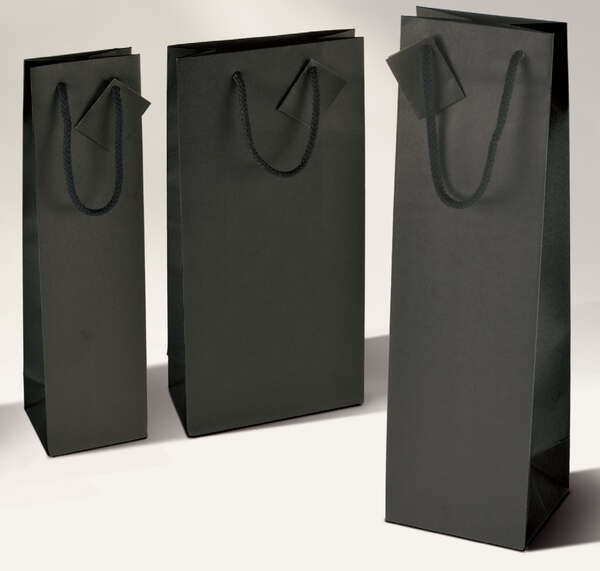 Image du produit Sac kraft NOIR MAT pour 1 et 2 bouteilles (personnalisation possible)