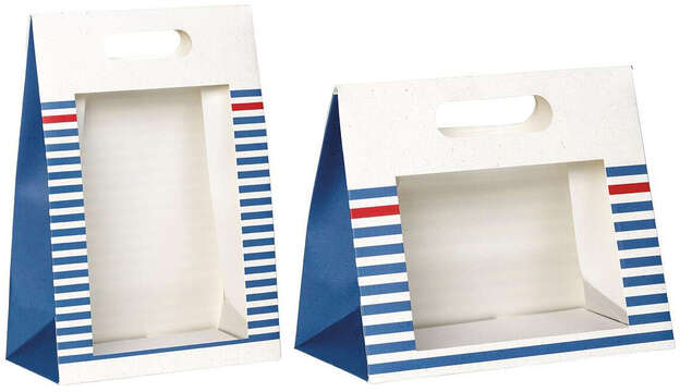 Sac papier pochette blanc / bleu /rouge avec fenêtre PVC  : Sacs