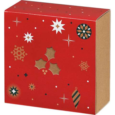 Coffret carton carré fourreau "Bonnes fêtes rouge" : Boites