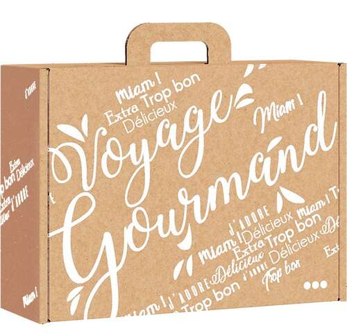 Valisette carton " Voyage Gourmand Blanc " : Boites
