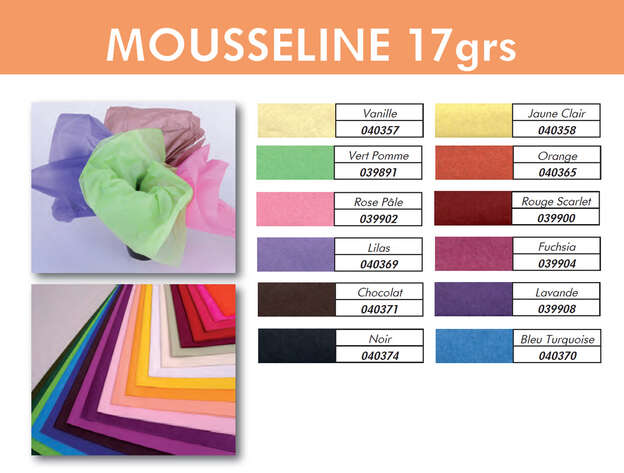 Papier mousseline couleur : Accessoires emballages